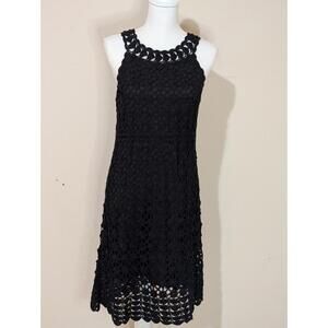 International Concepts women's size M Black Crochet Sleeveless Dress Scalped Hem